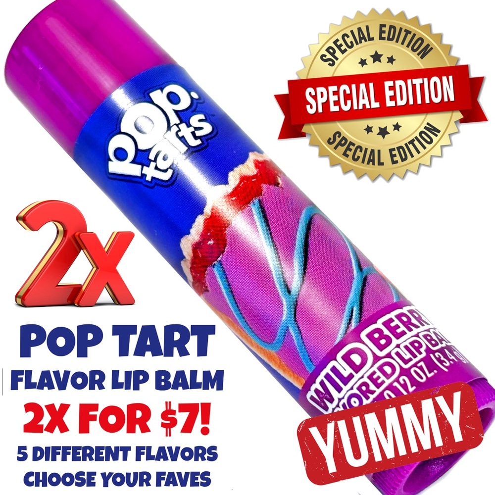 Authentic 2X POP TART Flavored Lip Doftening Balm WILD BERRY